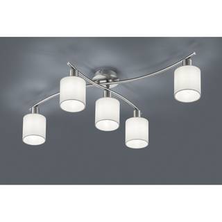 Plafondlamp Garda I textielmix/nikkel - 5 lichtbronnen - Wit