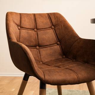 Sedia con braccioli Lamppi Microfibra / Quercia massello - Microfibra Colby: cognac vintage - 1 sedia