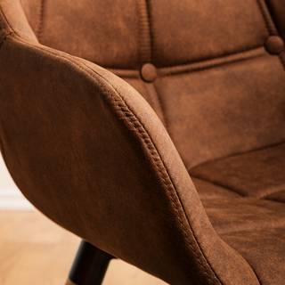 Sedia con braccioli Lamppi Microfibra / Quercia massello - Microfibra Colby: cognac vintage - 1 sedia