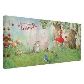 Bild Erdbeerinchen Erdbeerfee V Leinwand /  Massivholz Fichte - Mehrfarbig - 60 x 30 cm