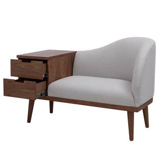 Panca con cassetti Larbro Impiallacciatura in vero legno / Tessuto - Noce / Grigio