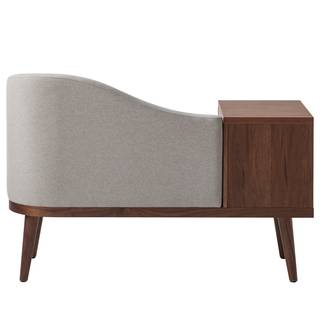 Panca con cassetti Larbro Impiallacciatura in vero legno / Tessuto - Noce / Grigio