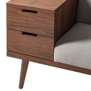 Panca con cassetti Larbro Impiallacciatura in vero legno / Tessuto - Noce / Grigio