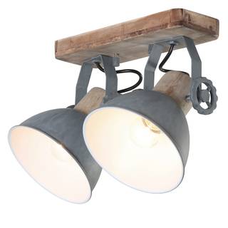 Plafondlamp Mexlite VI staal/grenenhout - 2 lichtbronnen - Grijs