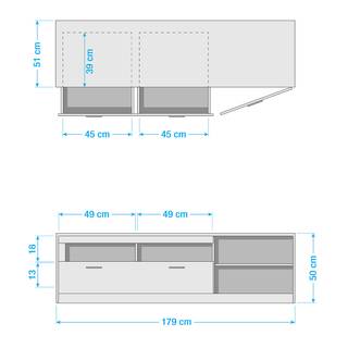 Tv-meubel Coulogne I balkeneikenhouten look/antracietkleurig - Breedte: 179 cm