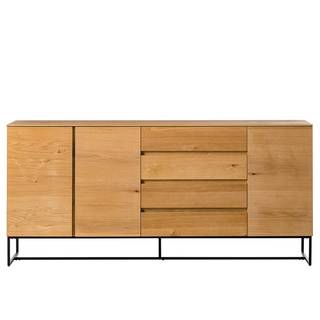 Buffet Nozza I Placage en bois véritable - Chêne / Noir