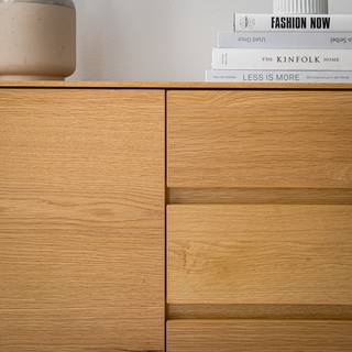 Buffet Nozza I Placage en bois véritable - Chêne / Noir