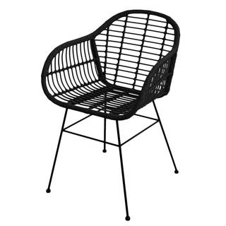 Tuinstoelen KALO set van 2 polyrotan/staal - Zwart