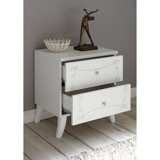 Table de chevet Olema Blanc - Bois manufacturé - 51 x 56 x 39 cm