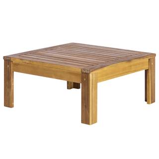 Loungehocker LEXI geweven stof/massief acaciahout - Wol wit
