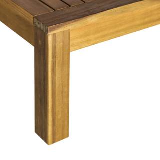 Loungehocker LEXI geweven stof/massief acaciahout - Wol wit