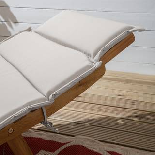 Tuinligstoel Sunda massief acaciahout/polyester - Wit
