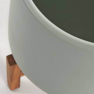 Blumenkübel Renmark Akazie massiv / Keramik - Braun / Mint