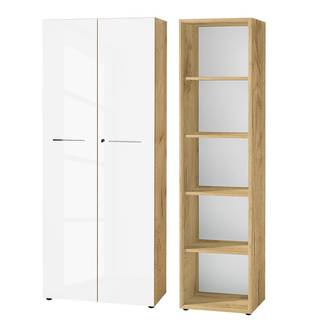 Büroset Monteria III (2-teilig) Glas - Weiß / Eiche Navarra Dekor