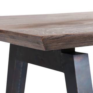 Esstisch Woodcroft II Eiche massiv / Metall - Eiche / Antik Schwarz - Breite: 200 cm