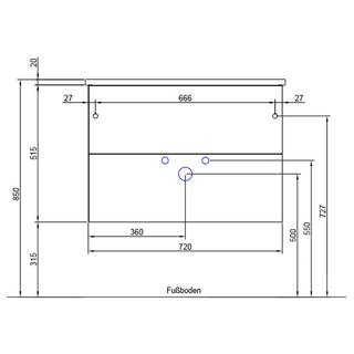 Salle de bain Tiberio III (2 éléments) Avec éclairage - Gris quartz mat / Imitation chêne Riviera