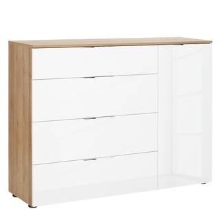 Kast Trend V glas - wit/Sonoma eikenhouten look
