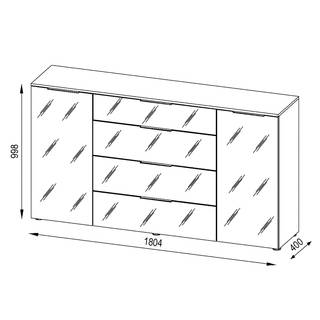 Sideboard Trend II Glas - Weiß / Eiche Sonoma Dekor