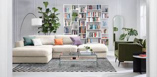 Polsterhocker Dixwell Big Webstoff Palila: Hellgrau
