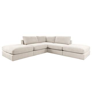 Divano angolare Dixwell Tessuto liscio - Tessuto Palila: grigio chiaro - Longchair preimpostata a sinistra