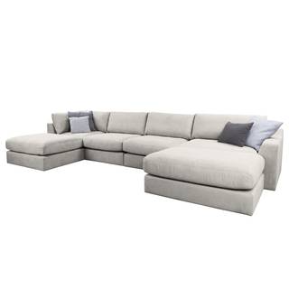 Wohnlandschaft Dixwell Webstoff Palila: Granit - Longchair davorstehend rechts