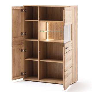 Highboard Salvo Eiche teilmassiv - Balkeneiche Bianco / Grau