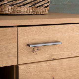 TV-Lowboard Salvo Eiche teilmassiv - Balkeneiche Bianco / Grau - Breite: 210 cm