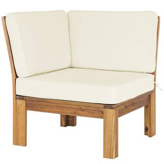 Loungebank LEXI 3-delig geweven stof/massief acaciahout - wolwit/bruin - Wol wit