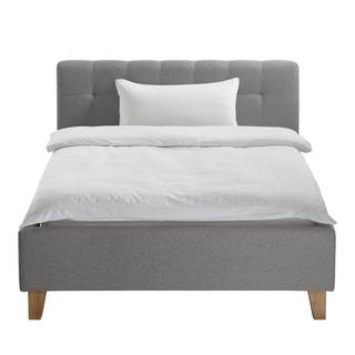 Lit capitonné Woodlake I Tissu structuré Mali: Gris - 140 x 200cm - Sans espace de rangement