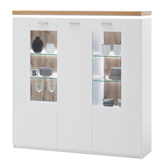 Highboard Mundai Inkl. Beleuchtung - Weiß / Eiche Wotan Dekor