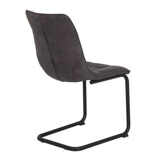 Chaise cantilever Ewing Microfibre / Métal - Noir - Anthracite - Lot de 2