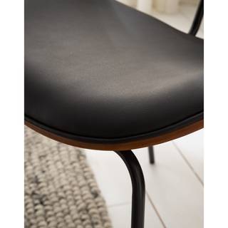 Esszimmerstuhl Hossa (2er-Set) Kunstleder / Eisen - Schwarz / Walnuss