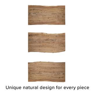 Piano con bordo scortecciato KAPRA Massello di acacia - Acacia Marrone - 200 x 100 cm - Spessore del piano del tavolo: 2.5 cm