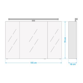 Spiegelkast TiberioQuickset 341 inclusief verlichting - wit - Wit - Breedte: 105 cm