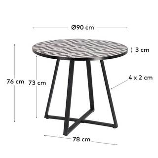 Bijzettafel Tella staal/marmer - zwart/wit