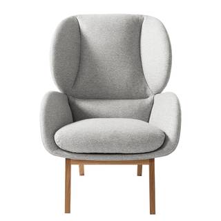 Fauteuil MAROLS Geweven stof Inze: Lichtgrijs - Lichte eikenhouten