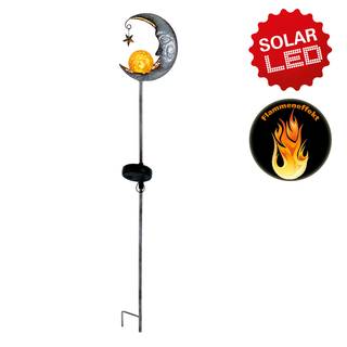 LED-Solar Erdspieß Mond Klarglas / Aluminium - 1-flammig