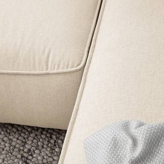 Hoekbank Buckley II geweven stof - Geweven stof Saia: Beige - Longchair vooraanzicht rechts