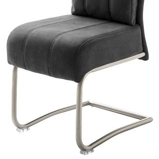 Sedia a sbalzo Crowan (2 pezzi) Microfibra / Acciaio inox - Grigio vintage