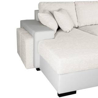 Canapé panoramique Bardwell Similicuir, tissu - Beige / Blanc