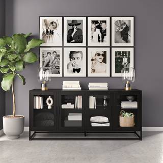 Dressoir Kayys glas/metaal - zwart