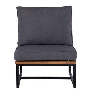 Loungefauteuil LeRoy II polyester/massief acaciahout - grijs/acaciahout