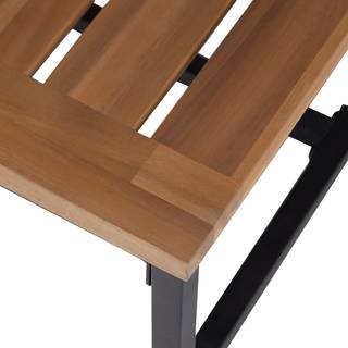 Loungehocker LeRoy Polyester / Akazie massiv - Grau / Braun