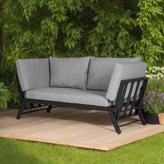 Gartenbank Torcy Aluminium / Polyester - Grau / Schwarz
