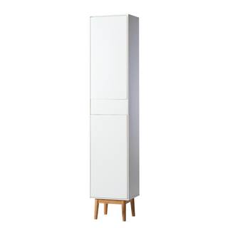 Hochschrank LINDHOLM Eiche teilmassiv - Weiß / Eiche - Weiß