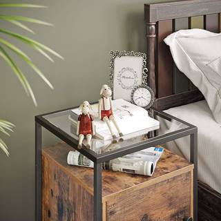 Beistelltisch Cottage Hill II Glas / Metall - Braun / Schwarz
