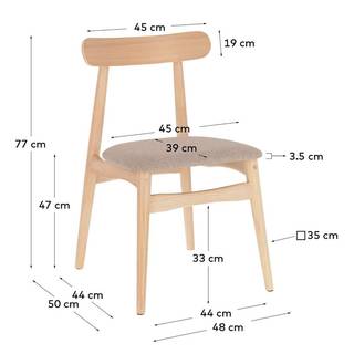 Eetkamerstoelen Apukka (set van 2) geweven stof/massief rubberboomhout - Saharakleurig
