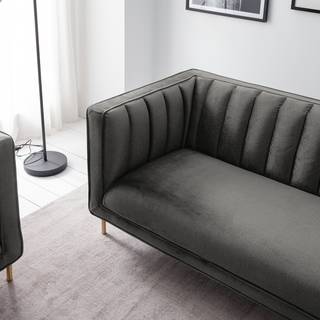 Sofa Borlo (3-Sitzer) Samt- Grau - Grau