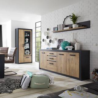 Vitrinekast Bozel kastanjehouten look/grijs