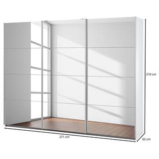Zweefdeurkast Caracas I Alpinewit - Breedte: 271 cm - Premium - 3 spiegeldeuren